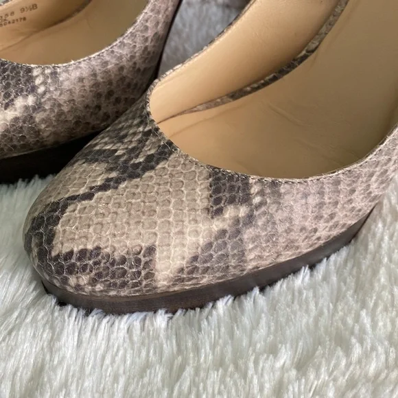 COLE HAAN Nike Air Snakeskin Leather Print Mary Jane Wooden Platform Heels - Picture 5 of 9